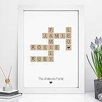 Personalised Scrabble Family Print - Birthday, Father's Day Gifts - Dad, Daddy, Grandad Gifts - A5, A4 Prints & Framed