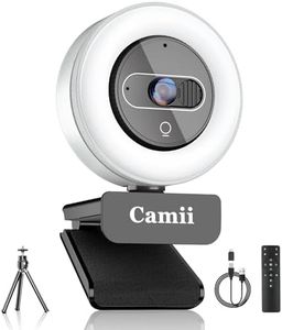 Camii 4K Webcam, Webcam for PC Ultra 4K HD Light and Noise-Canceling Mic, Remote Control, 3X Digital Zoom, Streaming Camera USB Plug-n-Play for Computer/Laptop/Teams/ZoomSkype/Google Meet