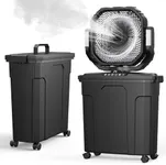 Ausic 12" 20L Portable Misting Fan, 30000mAh Fast Rechargeable Battery Water Cooling Fan, Oscillating Outdoor Fans with Adapter, LED Light, Timer, Caster, for Patios/Camping/Beach Summer Essentials