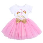 It's My 1st/2nd/3rd Birthday Cake Smash Clothes Set Shinny Printed Sequin Bowknot Tutu Bowknot Dress Toddler Infant Baptism Christening Pageant Party Skirt for Kids Ball Pink(3 Years) 3Years