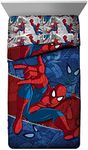 Marvel Spiderman Burst Twin Comforter - Super Soft Kids Reversible Bedding features Spiderman - Fade Resistant Polyester Microfiber Fill (Official Marvel Product)