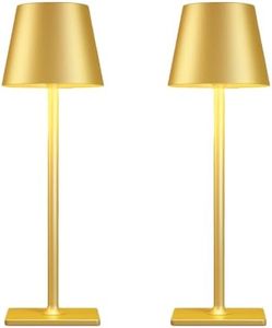 Yogaret 2 Pack Gold Rechargeable Table Lamps,Cordless Lamp with 6000mAh Battery Operated,Wireless Lamp for Restaurant Home Dinner Dining Kitchen Outdoor Patio,Waterproof & Portable