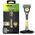 GilletteLabs with Exfoliating Bar Razor for Men, Champion Gold Edition - 1 Handle, 1 Razor Blade Refill, Includes Premium Magnetic Stand