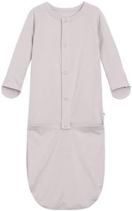 BambooBud Baby Nightgowns Sleeper Gown Newborn Long Sleeve Pajama Gowns Unisex Viscose from Bamboo Sleepwear, Purplish White, 6-9Months