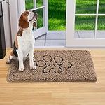 Lifewit Chenille Front Door Mat Traps Mud, All Weather Doormat, Non Slip Absorbent Entryway Rug for Muddy Shoes and Dog Paws, Low-Profile Indoor Door Mats for Pet Entry, Back Door, Mud Room, 20 × 32 in, Brown