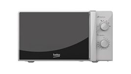 Beko MOC20100SFB Solo Microwave, Includes Auto-Defrost and 30 min Mechanical Timer, Silver Design, 20 L Capacity, 700 W Power