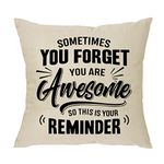 Funny Reminder Pillowcase - Sometimes You Forget You are Awesome So This is Your Reminder Women Men Girls Birthday Appreciation Throw Pillow Cover Gift for Him Her Son Daughter Dad Friends Sisters