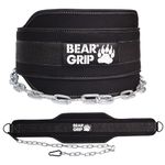 Bear Grip -Weighted Dip & Pull up Belt for Strength Training, Bodybuildng (Black White)