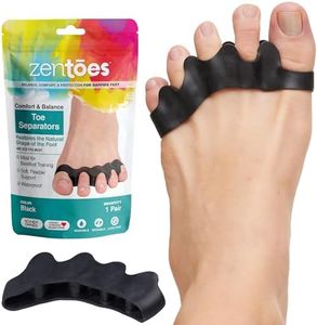 ZenToes Séparateurs d'orteils en silicone pour un alignement correct des orteils, soulagement de l'oignon, redresseur d'orteil marteau, correcteur orthopédique en gel - 1 paire (noir)