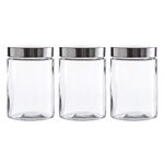 Gala Houseware Glass Storage Containers with Lids, Set of 3 Canister Set Glass Jars For Food Storage, Clear Bottles Glass Storage Canisters Kitchen Organizers, (Each: 4.5" D x 6.7" H)