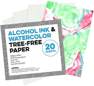 IMPRESA 20 Pack 8 x 12 Alcohol Ink & Watercolor Paper - Reusable Non-Absorbent Synthetic Paper Polypropylene for Use with Alcohol Inks, Watercolor, Acrylic Painting - Silky Smooth Compare to Yupo