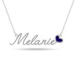 Silver Style Personalized Customized Sterling-Silver Name Enamel Heart Necklace for Women