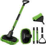 YeewayVeh 55" Car Wash Brush, Microfiber Car Wash Mop with Long Handle, Scratch-Free Washing Brush Extension Pole with D-Shaped Handle Car Cleaning Kit for RV Truck Camper, Green