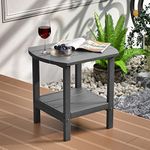 TORVA Patio Adirondack Side Table, Outdoor End Tables All-Weather Resistant HDPE Humidity-Proof Long Time Use for Deck, Lawn,Garden, Porch, Backyard End Table(Gray Color-2 Tier)