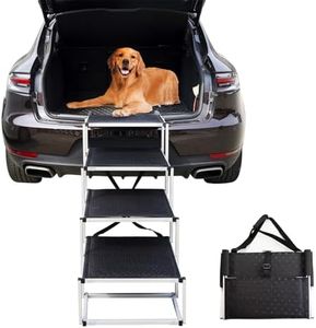 Bounabay Folding Dog Steps for Car | Dog Ramps for Cars, 85kg Load Capacity, Lightweight Aluminum Dog Stairs, Fits All Vehicles (SUV/Sedan) | Large & Small Dogs