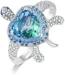 PAPAON Turtle Ring for Women-925 Sterling Silver Heart Gradient Tourmaline Promise Ring for Women/Wife/her,Anniversary,Birthday Gifts (9)