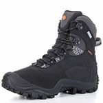 XPETI Mens Walking Boots Hiking Boots Men Waterproof Lightweight Dog Trekking Shoes High Rise Hill Summer Winter Black Size 7 UK