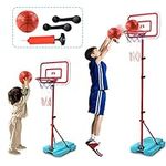 TONZE Kids Basketball Hoop and Stand Height Adjustable,Net and Ball Outdoor Indoor Mini Basketball Hoop Sport Play Set Toys for 4 5 6 7 Year Old Boys Girls(88cm/138cm/190cm)