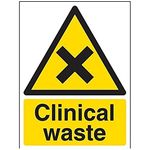 V Safety 6A024AN-S Clinical Waste Warning Sign - Portrait - 150mm x 200mm - Self Adhesive Vinyl, Black/Yellow