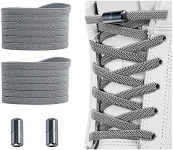 Alegrianan No Tie Shoelaces, Elastic Shoelaces for Adults/Kids，Elastic No Tie Shoe Laces, Grey, X-Large