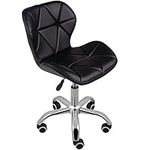 Charles Jacobs Office Swivel Computer Desk Chair with a Height Adjustable Chrome base and Wheels - Black PU