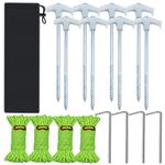 Tent Stakes, 9.8-inch Heavy-Duty Luminous Tent Stakes, Heavy-Duty Metal Stakes for Gardening and Canopies, Outdoor Christmas Decorations (8 Pieces)