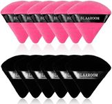12 Pieces Velour Pure Cotton Powder Puff Face Makeup Triangle Powder Puffs for Loose Powder Wet Dry Cosmetic Foundation Beauty Sponge Makeup Tools -Black Rose Red