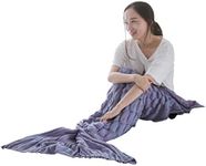 PengGengA Mermaid Tail Blanket Fish Scale Pattern Extra Soft Microfibre Blanket Adults All Seasons Warm Sleeping Bag Crochet Mermaid Blanket Birthday Presents for Women (Purple, 195 * 90CM)