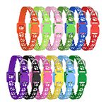 Heyu-Lotus 12-Pack Puppy Collars,Paw Print Puppy Whelping Collars Quick Release Buckle Adjustable Leash Pet Safety Collars for Puppies and Cats (S)