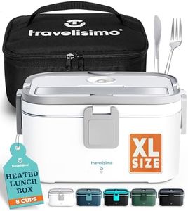 TRAVELISIMO Electric Lunch Box 3 in 1 12 V/24 V/220 V Heated Lunch Box, Fast 80 W Heat Box, 1.8 L Portable Lunch Box, Electric Container Made of Stainless Steel for Truck, Car, Office, Work, Electric