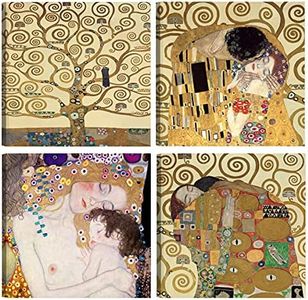 DìMò ART Quadri Moderni Gustav Klimt 4 pz 30x30 CM cadauno Stampa su tela Canvas Arredamento Arte Classica Arredo per cucina, camera da letto, soggiorno, salotto, bar, ufficio, ristorante
