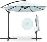 Best Choice Products 10ft Offset Hanging Market Patio Umbrella w/Easy Tilt Adjustment, Polyester Shade, 8 Ribs for Backyard, Poolside, Lawn and Garden - Baby Blue