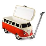 Volkswagen 26 Litre Cool Box on Wheels with Handle- Steel Roller Cooler Box - Official VW Camper Van Indoor & Outdoor Ice Chest for Camping, Picnics, Beach