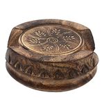 GoCraft Handmade Wood Drink Coasters Set of 6 in a Lotus Shaped Holder with Rustic Design- 5"