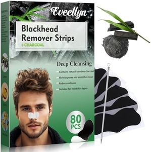 Eveellyn Blackhead Remover Strips, 80 PCS Charcoal Pore Nose Strip Blackhead Remover, Keep Skin Clear and Tighten Pores, Deep Cleansing Blackhead Strip for All Skin Type,For Men and Women