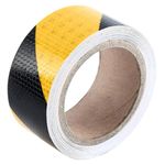 Homend 2 Inch X 30 FT Black Yellow Reflective Hazard Safety Warning Caution Tape, Strong Adhesive Reflective Tape Outdoor Waterproof Reflector Conspicuity Tape for Trailer