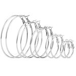 Elicola 5 Pairs Stainless Steel Hypoallergenic Shiny Large Hoop Earring Sets for Women Girl Silver