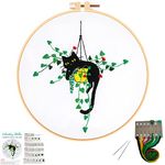 Louise Maelys Embroidery kit for Beginners,Cat Stamped Pattern Cross Stitch Kits for Adult Including Embroidery Cloth,Hoop, Color Threads,Needles and Instruction