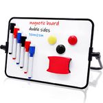 Wieat 21 x 30 cm Magnetic White Board with Stand for Kids, Dry Erase Magnetic Double-Sided Wipe Whiteboard,Mini A4 Magnetic Desktop Board, Writing Board for Children School Home Office Remote Learning