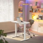 HUANUO 80 cm Electric Standing Desk Adjustable Height, 4 Memory Height Settings, Sit Stand Up Desk for Home Office & Computer Workstation, White