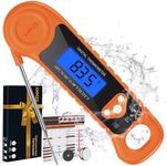 AMMZO Digital Meat Thermometer for Grilling, Instant Read Food Thermometer Waterproof with Backlight for Cooking, Deep Fry, BBQ, Grill, Smoker and Roast (Orange)