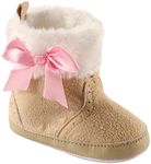 Luvable Friends Unisex Baby Crib Shoes, Tan Faux Fur Trim Boots, 6-12 Months