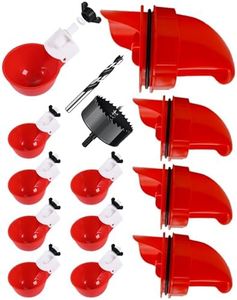 Psarnuk Chicken Feeder & Chicken Waterer Cup Set, 8 Water Cups 4 Feeders, Automatic DIY Poultry Feeding Watering Kit for Chickens Ducks Chicks, with Matching Drill Bit
