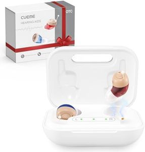 CUEME Hearing Aids - OTC Rechargeable Hearing Aids for Seniors, Clear Sound, Up to 48 Hours of Battery Life, 3 Sizes of Earbuds, Portable Charging Case Included, Automatic On/Off