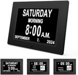 JALL 【2024 New】 Digital Calendar Dementia Day Clock, 7 Inch Large Screen Display, with Multiple Alarms, AM & PM Display, for Impaired Vision People, Age Seniors, for Desk, Wall Mounted