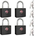 TSA Luggage Locks with Keys, [4 Packs][8 Keys] ZANZER Key Travel Locks, Suitcase Padlock for Luggage, Keyed Luggage Locks Brass for Gym Lockers, Laptop Bags,Travel Suitcases (Black 4-Pack)