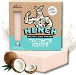 HENCH – Mens Soap Bar Handcrafted Natural Soap for Men Exfoliating Moisturising Man Soap Palm Oil Free and No Harsh Chemicals Soothes Dry Irritated Skin (Burnt Barrel Rum 1pk) (Coconut Gruff 1pk)