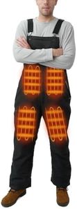 WUSTENKATZE Men's Heated Bib Overalls with Battery Pack, Black, XX-Large