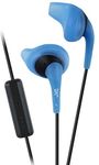 JVC Blue and Black Nozzel Secure Comfort Fit Sweat Proof Gumy Sport Earbuds with Long Colored Cord Remote and Mic HA-ENR15A