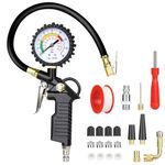 URAQT Tyre Pressure Gauge, 220 PSI Tyre Inflator with Pressure Gauge Air Compressor, Valve Air Chuck for Heavy Duty Car Motorcycle Bicycle